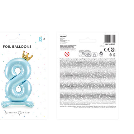 Palloncino Foil Figura 8 Azzurro Standard Vuoto 84cm