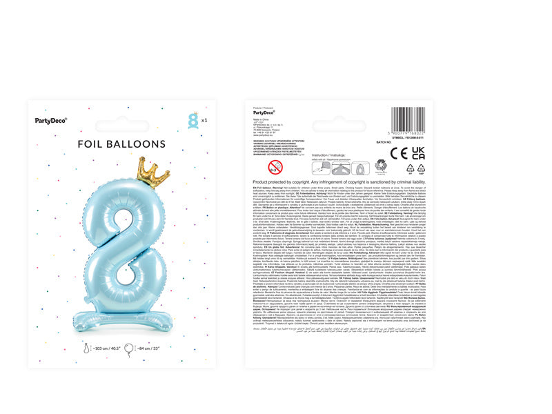 Palloncino Foil Figura 8 Azzurro Standard Vuoto 84cm