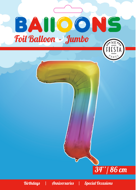 Pallone in foil Figura 7 Arcobaleno XL 86cm vuoto