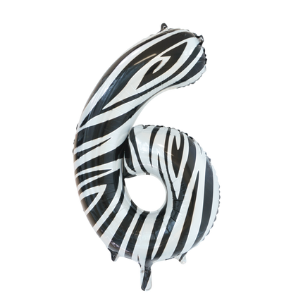 Palloncino in foil Figura 6 Zebra XL 86cm vuoto