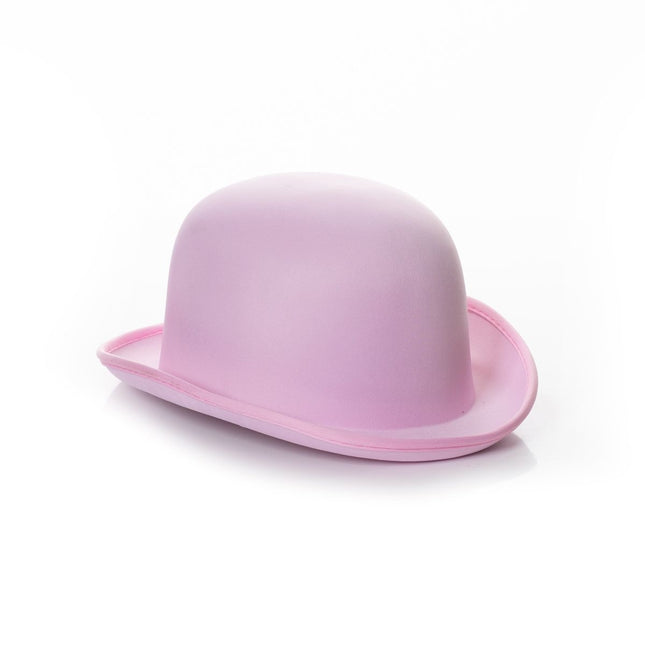 Cappello a bombetta rosa in raso