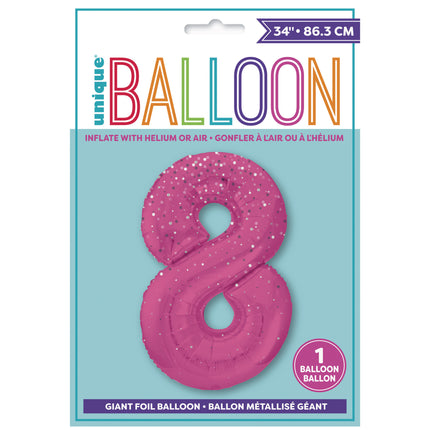 Palloncino figura 8 anni a pois rosa 86cm