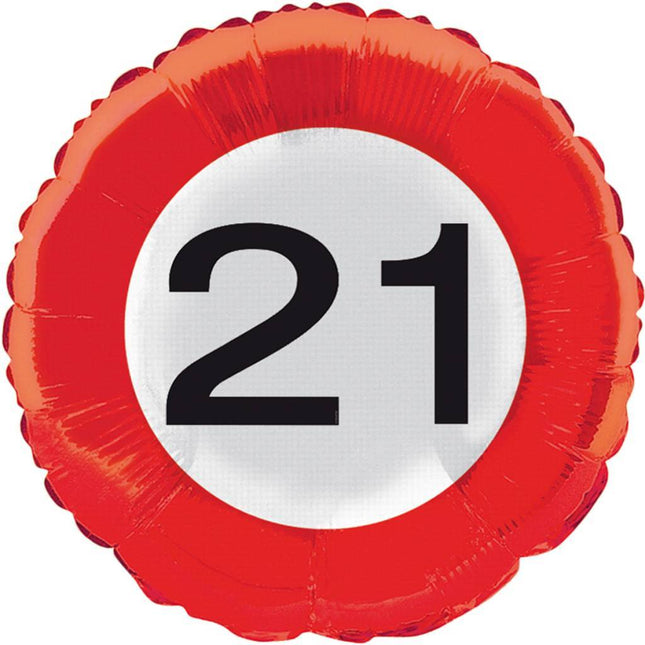 Palloncino ad elio 21 Years Traffic Sign 43cm vuoto