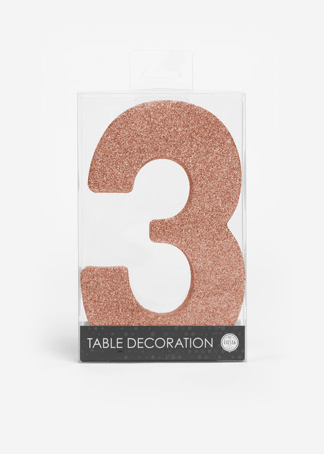 Decorazione da tavolo oro rosa Figura 3 Glitter 20,5 cm