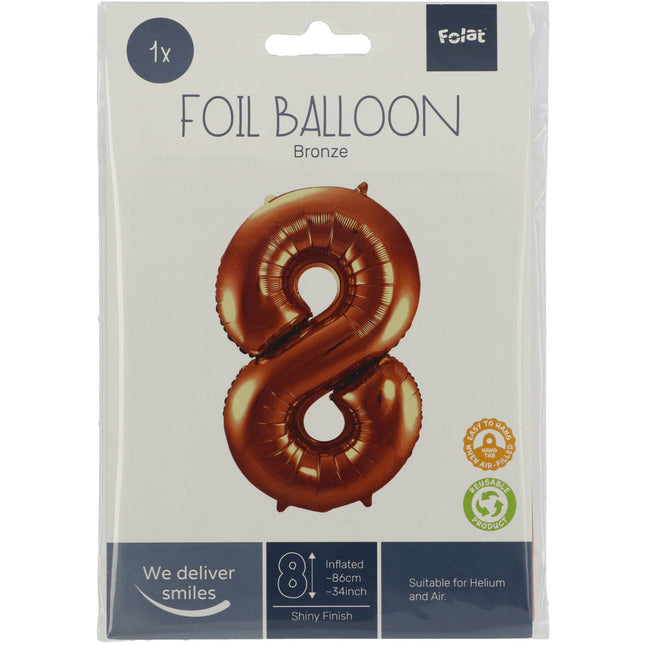 Pallone in foil Figura 8 Bronzo XL 86cm vuoto