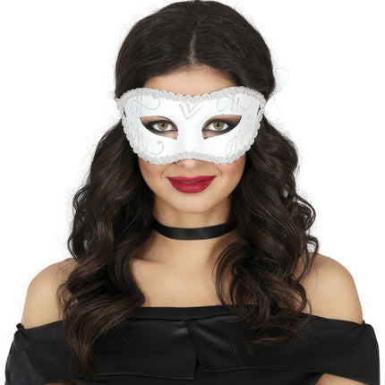 Maschera Veneziana Bianco Argento