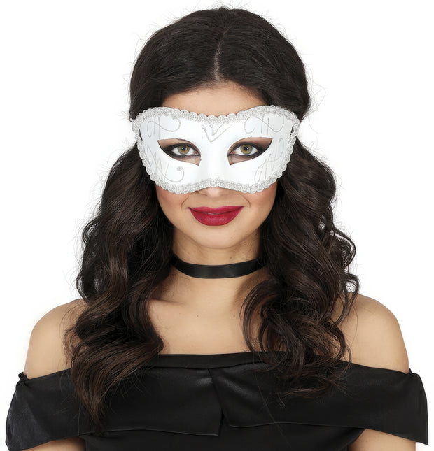 Maschera Veneziana Bianco Argento