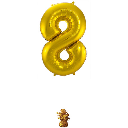 Palloncino Foil Figura 8 Oro Metallizzato XL 86cm vuoto