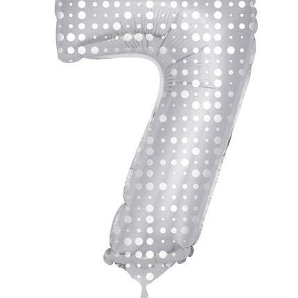 Palloncino in foil Figura 7 Silver Dots XL 86cm vuoto