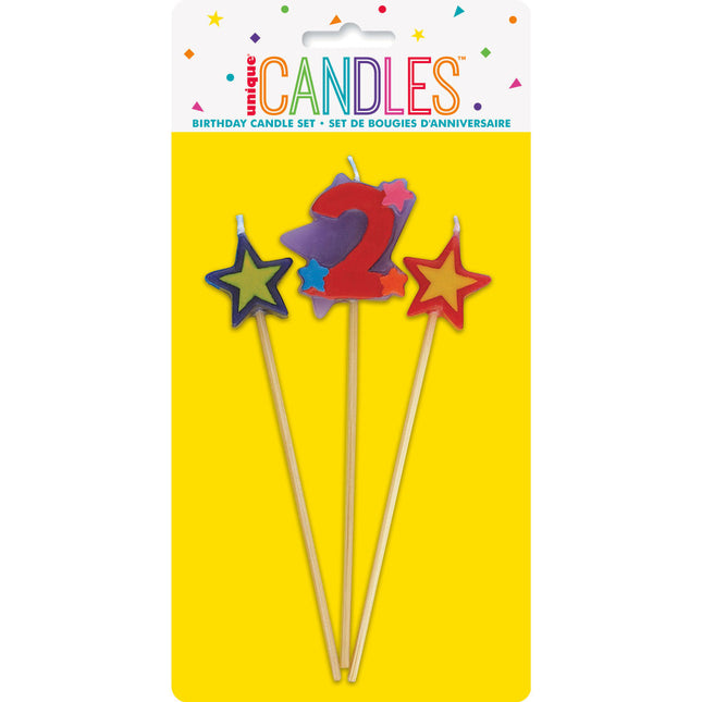 Set di candele 2 anni Stelle 26cm 3 pezzi