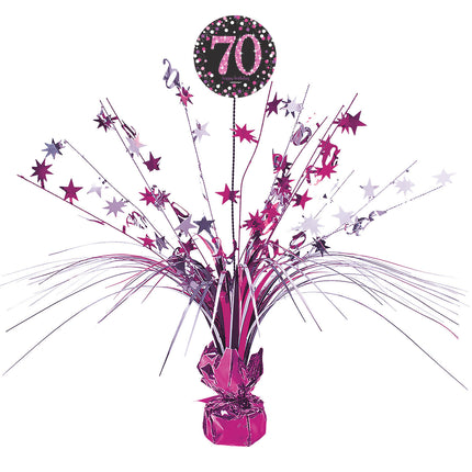 Decorazione da tavolo 70 anni Buon Compleanno Rosa 33 cm