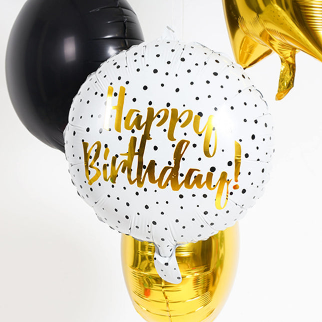 Palloncino ad elio Happy Birthday Dots Vuoto 45cm