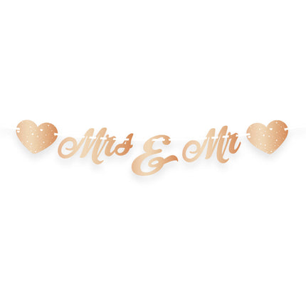 Mr, & Mrs, ghirlanda di lettere in oro rosa 1m