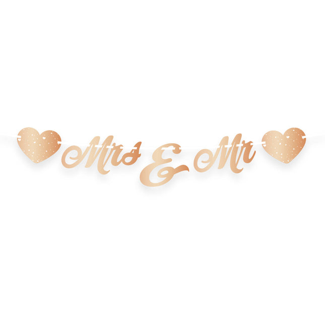 Mr, & Mrs, ghirlanda di lettere in oro rosa 1m