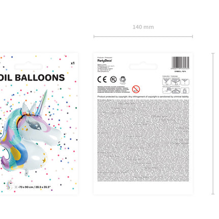 Palloncino ad elio Unicorno Vuoto 90cm