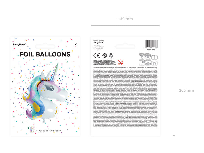 Palloncino ad elio Unicorno Vuoto 90cm