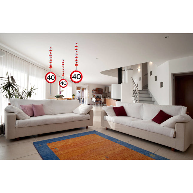 Appeso decorazione 40 anni traffico segno 75cm 3pcs