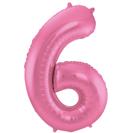 Palloncino Foil Figura 6 Rosa Opaco XL 86cm vuoto