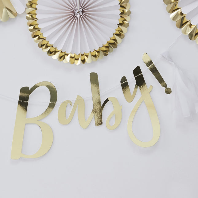 Ghirlanda di lettere dorate Oh Baby 1,5 m