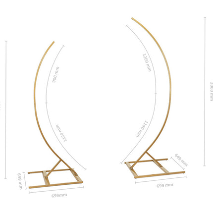 Supporto con 2 archi semi-archivi, 200 cm e 180 cm - Set, Oro