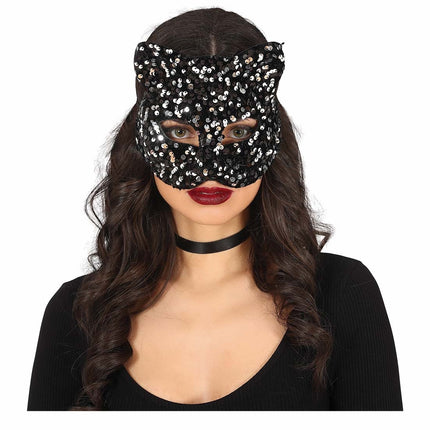 Maschera occhi argento con paillettes