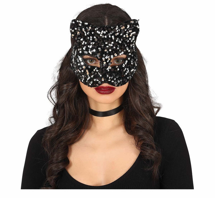 Maschera occhi argento con paillettes