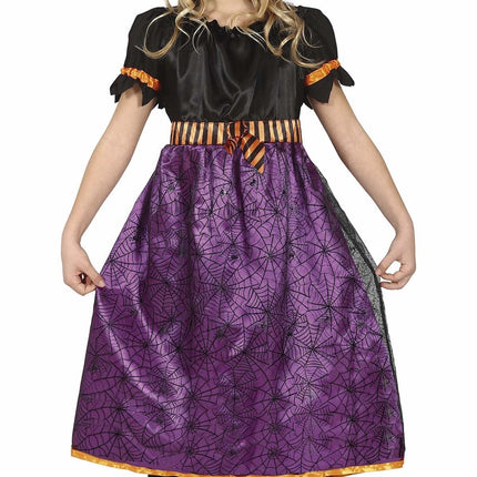 Costume da strega di Halloween per ragazza viola e nero