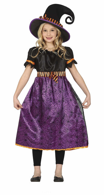 Costume da strega di Halloween per ragazza viola e nero