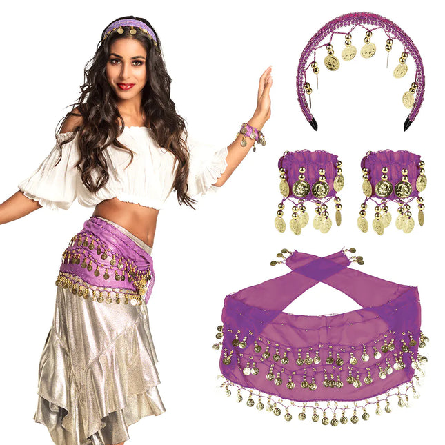 Set di accessori Purple Belly Dancer 4 pezzi