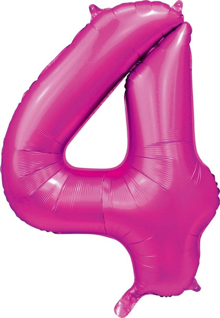 Palloncino Numero fucsia 4 anni lucido 86 cm