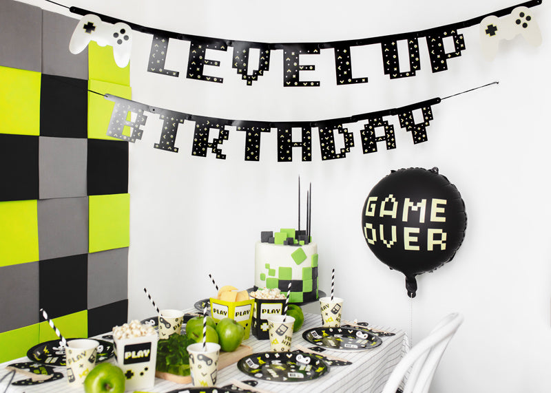 Striscione per feste di gioco Level Up Birthday 2,5 m