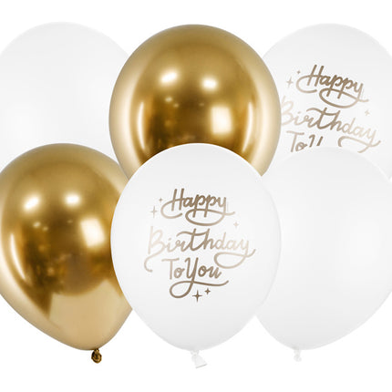 Palloncini Happy Birthday To You Oro 30cm 6 pezzi