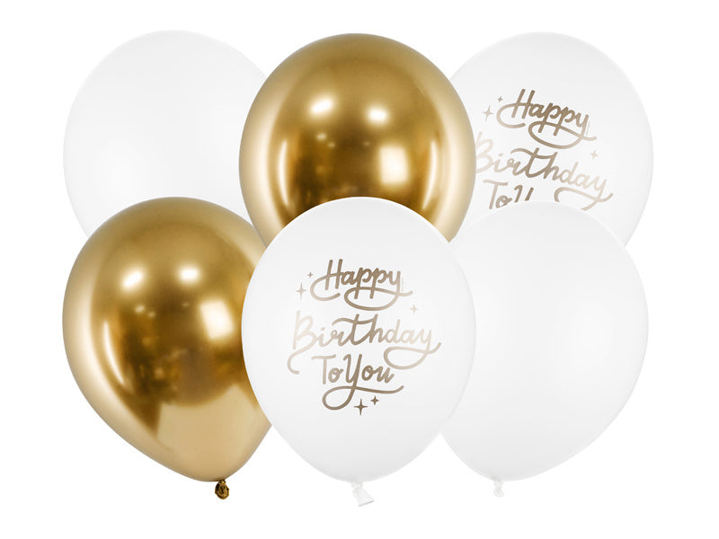 Palloncini Happy Birthday To You Oro 30cm 6 pezzi