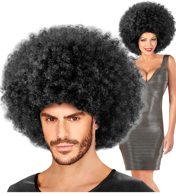 Parrucca nera afro maxi