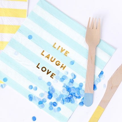 Tovaglioli azzurri Live Laugh Love 33cm 20pz