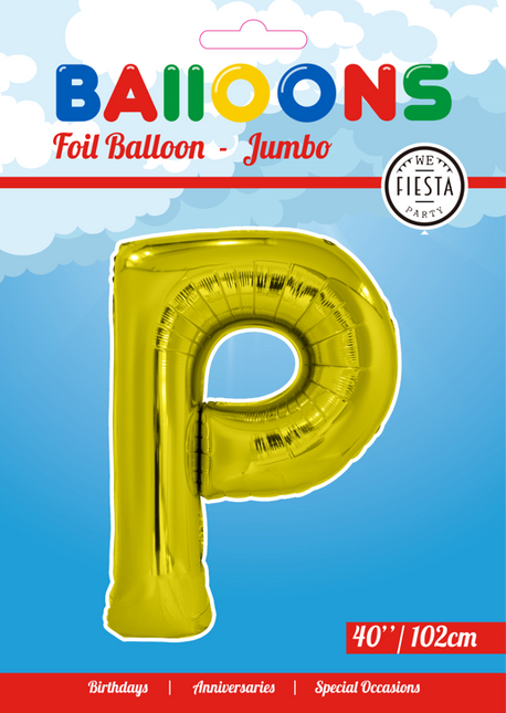 Palloncino in foil Lettera P Oro XL 102cm vuoto