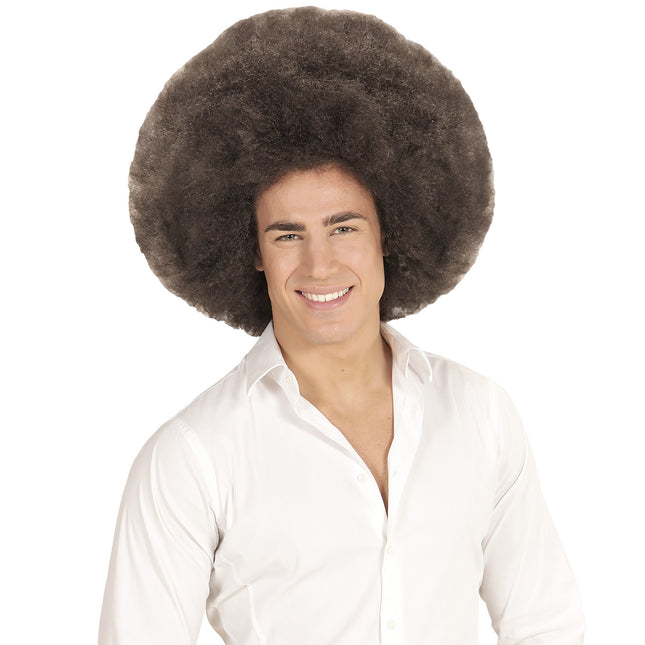 Parrucca castano scuro afro extra large