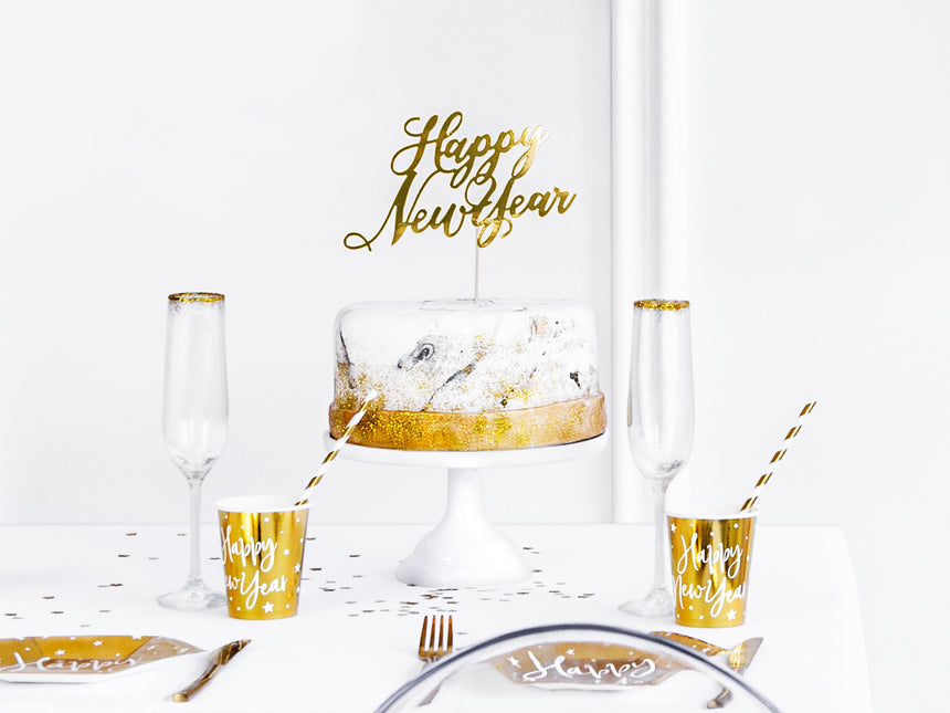 Cake topper Happy New Year Oro 24 cm