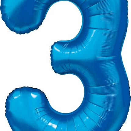 Palloncino figura blu 3 anni lucido 86 cm