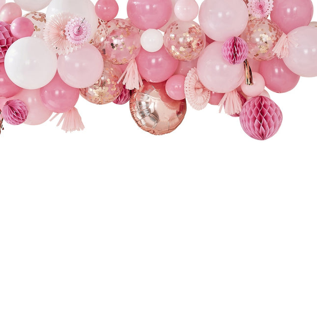 Set di palloncini rosa con nappe e nidi d'ape 179 pezzi