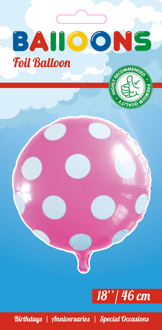 Palloncino ad elio a pois rosa chiaro 45 cm vuoto