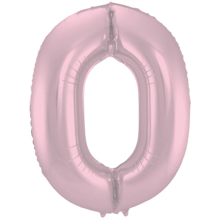 Palloncino Foil Figura 0 Rosa Pastello XL 86cm vuoto