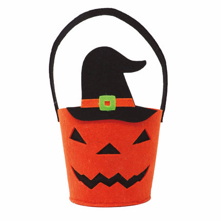 Cestino Halloween Zucca Cappello Strega 25cm