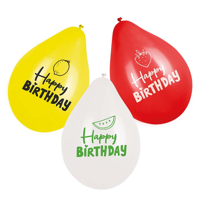 Palloncini Buon Compleanno Frutta Bifacciali 25cm 6pz