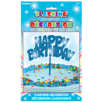 Cake topper Buon Compleanno Illuminazione blu 26cm