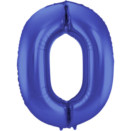 Palloncino Foil Figura 0 Blu Opaco XL 86cm vuoto