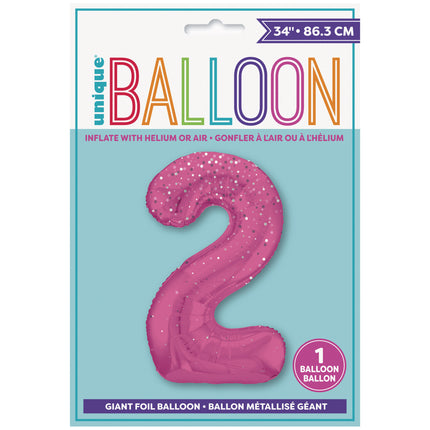 Palloncino figura 2 anni a pois rosa 86cm