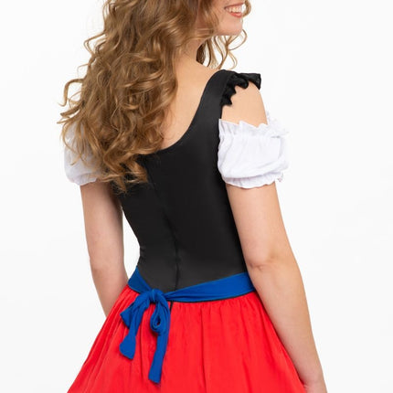 Abito Dirndl Oktoberfest Grembiule Rosso Blu