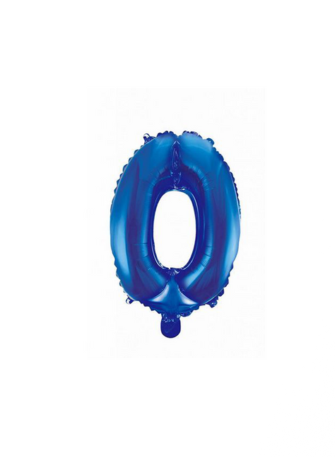 Palloncino in foil Figura 0 Blu 41cm con cannuccia