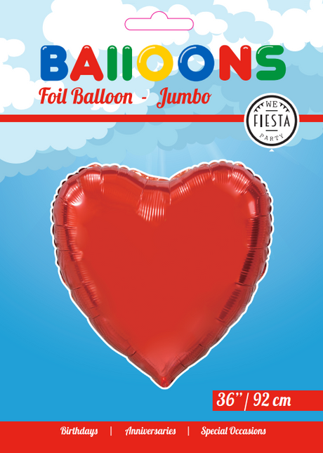 Palloncino ad elio Cuore Rosso XL Vuoto 92cm